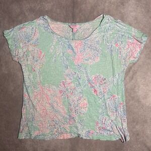 lilly pulitzer Multicolor Sea shell 100% Linen Shirt‎ XL